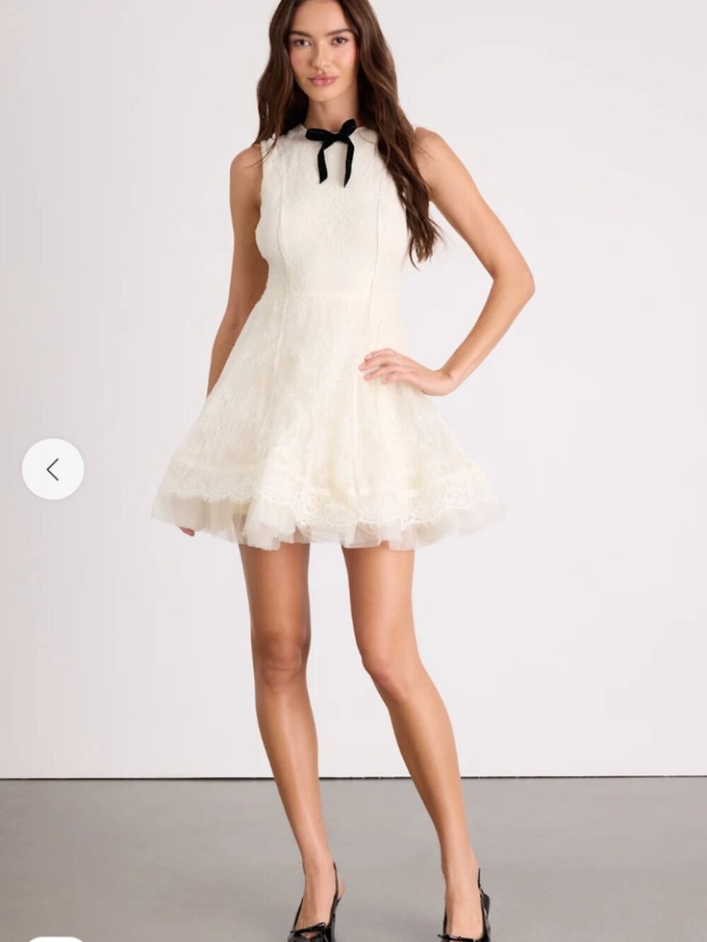 Lulus Charmaine Cream Lace Sleeveless Skater Mini Dress White - Size S - Picture 2 of 6